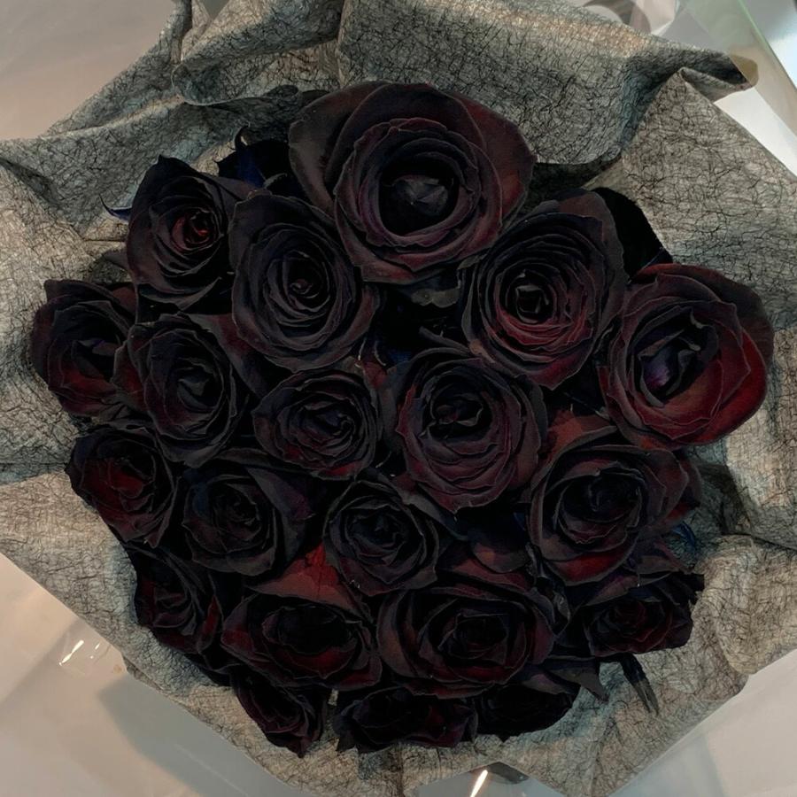 20本黒バラブーケ　プレゼント お祝い 枯れない花 永生薔薇　特別な人へ 黒いバラ20本の花束 ブラックローズ 薔薇 花束 プレゼント 花言葉