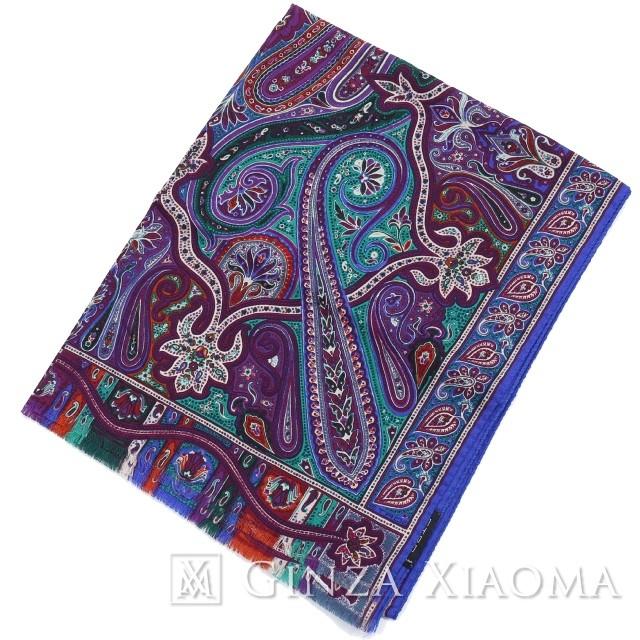 中古 Etro エトロ イタリア製 ペイズリー柄ストール ウール70 シルク30 ブルー ピンク マフラー ストール デリー Delhi スカーフ 値下げ 銀座のエルメス専門店ginza Xiaoma 通販 Yahoo ショッピング