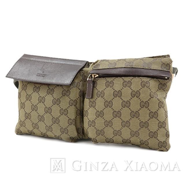 【中古B/使用感中】 GUCCI グッチ GGキャンバス ウエストポーチ ベージュ×ブラウン 28566 ボディバッグ・ウエストポーチ mns｜ginzaxiaoma