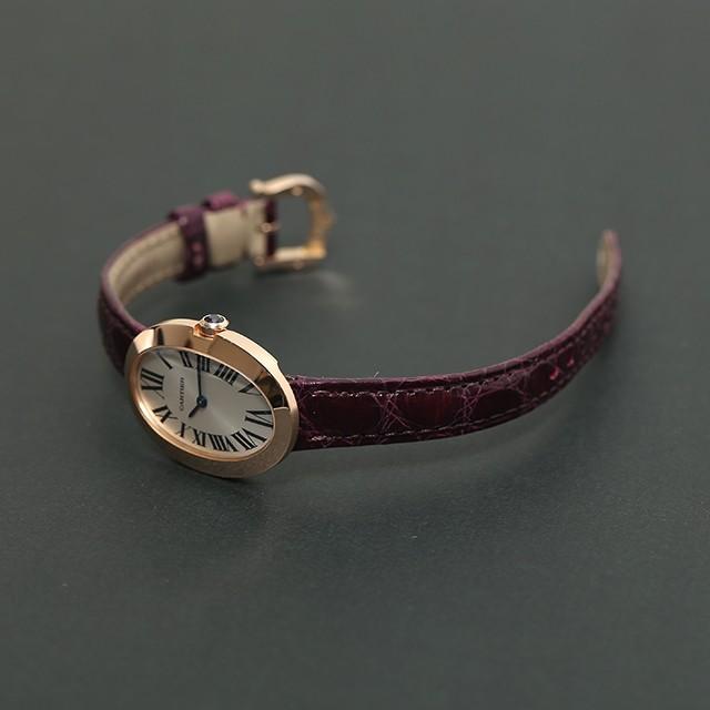 【中古A/美品】Cartier カルティエ ベニュワールSM K18PG/クロコダイル W8000007 文字盤シルバー ボルドー パープル系 ピンク｜ginzaxiaoma｜06