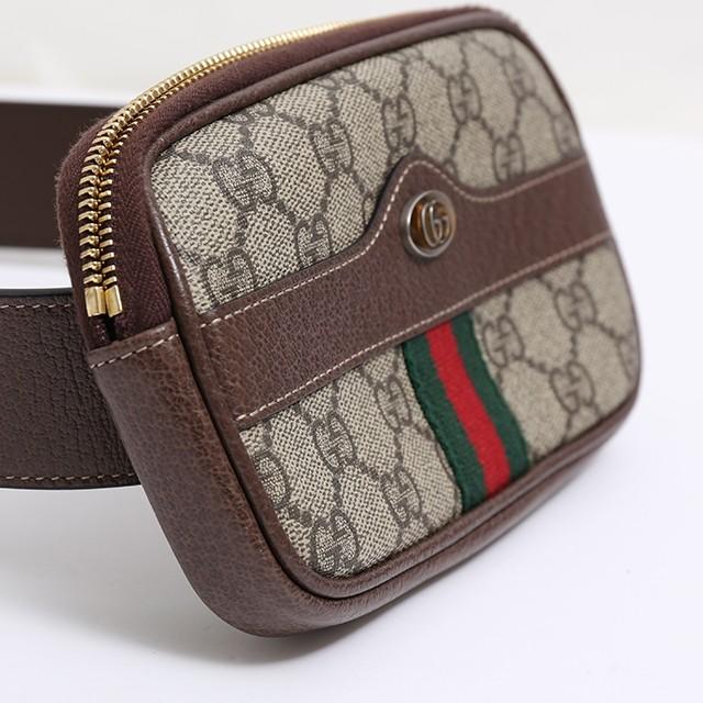 美品 GUCCI グッチ オフディア GGスプリーム ベルトバッグ PVC レザー ブラウン ゴールド金具 ボディバッグ ウエストポーチ