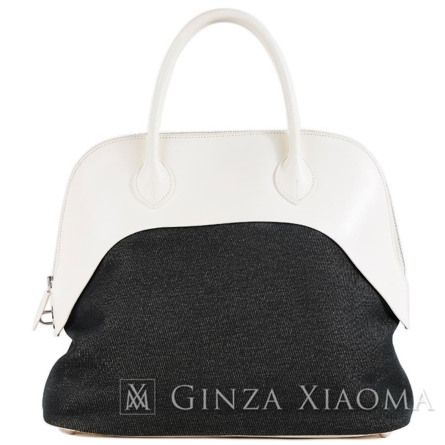 美品 エルメス ボリードパドック35 ヴァッシュハンター トワルアッシュ ブラック ホワイト シルバー金具 銀座のエルメス専門店ginza Xiaoma 通販 Yahoo ショッピング