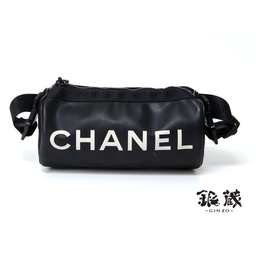 シャネル CHANEL スポーツライン 筒型ショルダーバッグ 黒 中古 