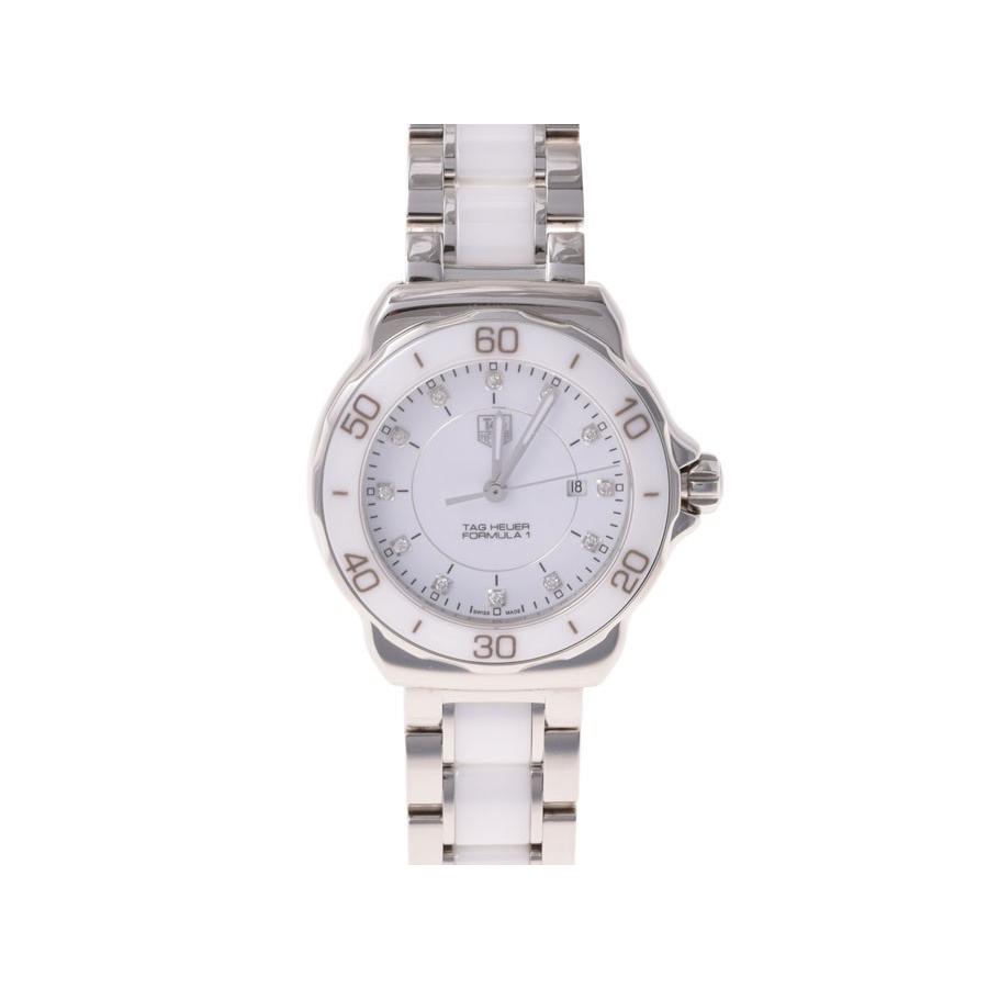 中古 タグホイヤー フォーミュラ1 WAH1315 12Pダイヤ SS セラミック 白  