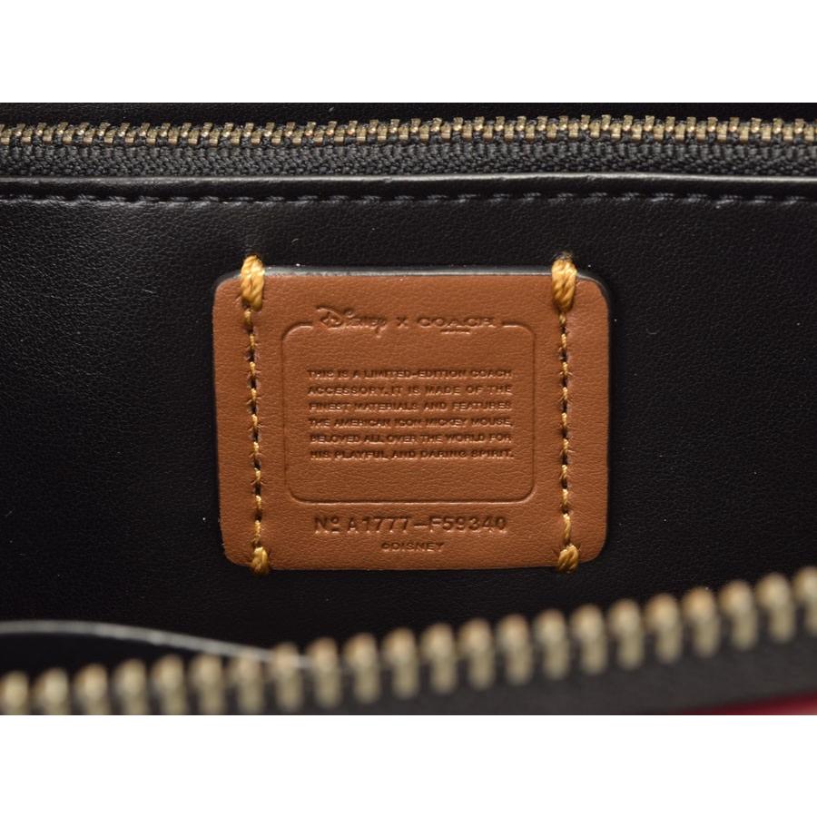 中古 コーチ ラウンドファスナー長財布 黒 レザー Disneyコラボ F59340