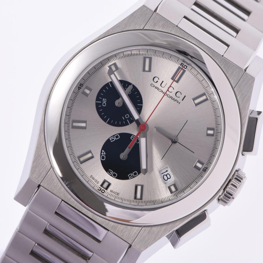 贅沢品 Ss 115 2 グッチ 送料無料 中古 銀蔵 中古 Aランク シルバー文字盤 クオーツ 腕時計 Ss メンズ 115 2 デイト クロノ パンテオン グッチ Gucci 銀蔵 メンズ腕時計