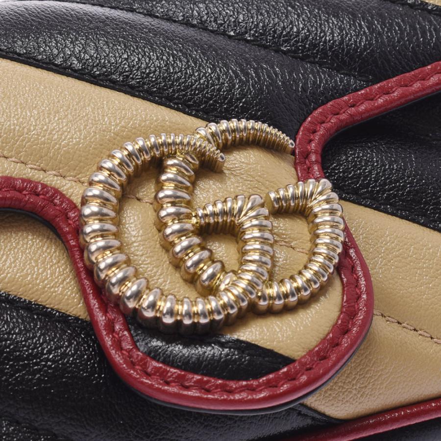 GUCCI グッチ GGマーモント スーパーミニバッグ 黒/ベージュ/赤 GUCCI グッチ GGマーモント スーパーミニバッグ 黒/ベージュ/赤