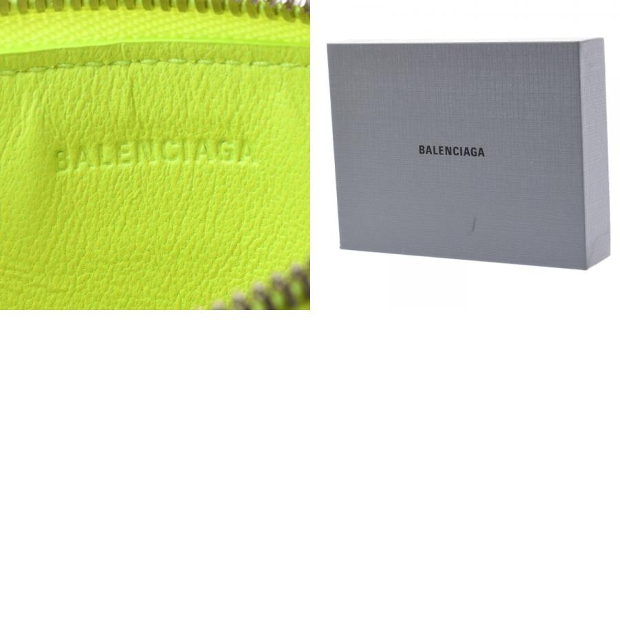 BALENCIAGA バレンシアガ フラグメントケース ジップ付きカードホルダー 蛍光イエロー 527545 ユニセックス カーフ コインケース 新同 中古 銀蔵｜ginzo1116｜10