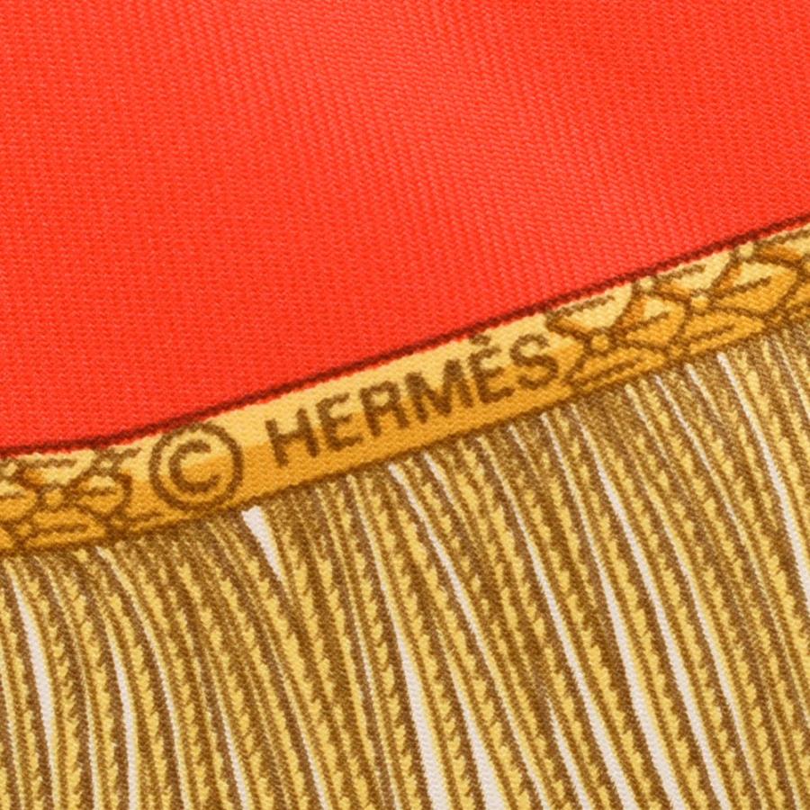 HERMES エルメス カレ90 サーベル飾り袋 白×ゴールド×赤 レディース