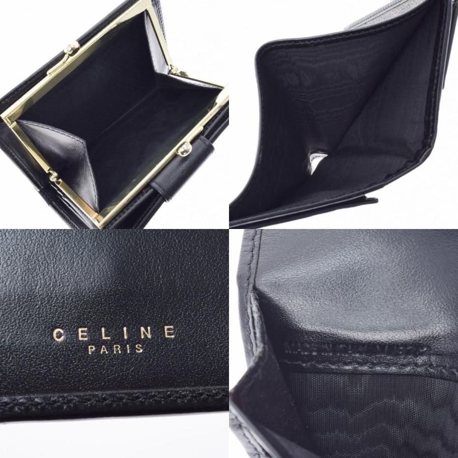CELINE セリーヌ がま口 茶/黒 レディース PVC 二つ折り財布 Aランク 