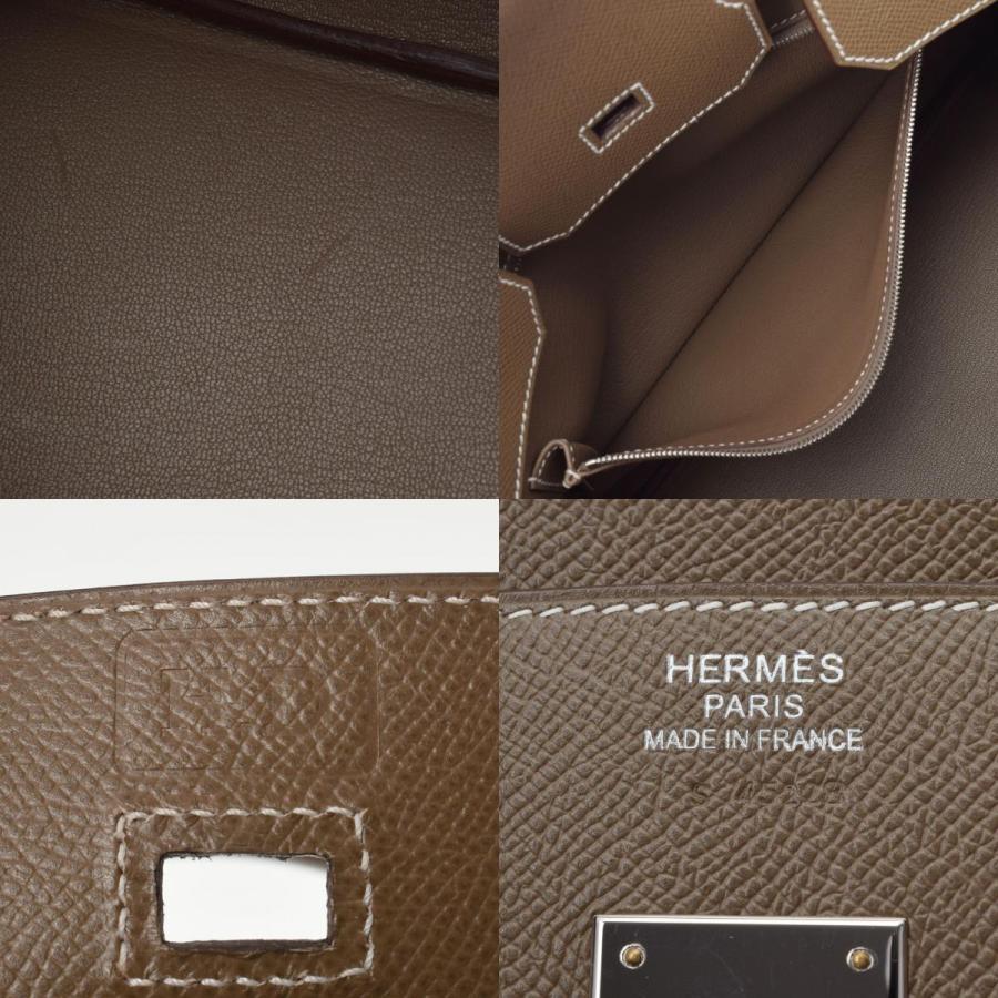 HERMES エルメス バーキン35 番号/イニシャル入り エトゥープ シルバー金具 □R刻印(2014年頃) ユニセックス ヴォーエプソン ハンドバッグ Aランク 中古 銀蔵｜ginzo1116｜09