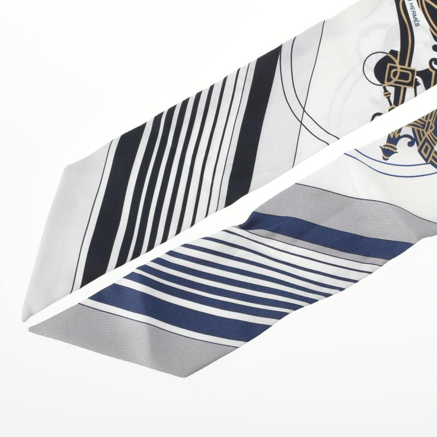 HERMES エルメス ツイリー 新タグ 白/グレー レディース シルク HERMES エルメス ツイリー 新タグ 白/グレー レディース シルク