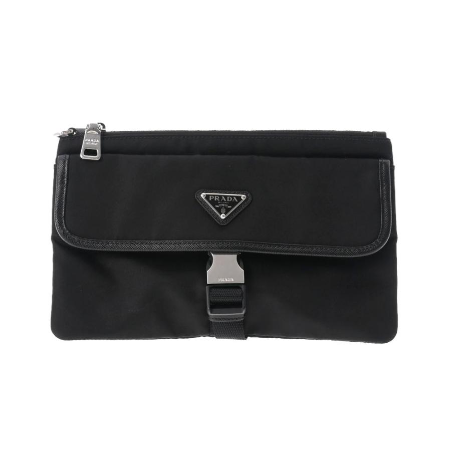 PRADA プラダ クラッチバッグ ブラック シルバー金具 2NH011 ユニ  