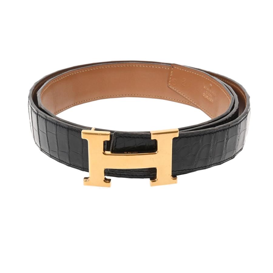 HERMES エルメス Hベルト サイズ100 ブラック ゴールド金具 ○T刻印