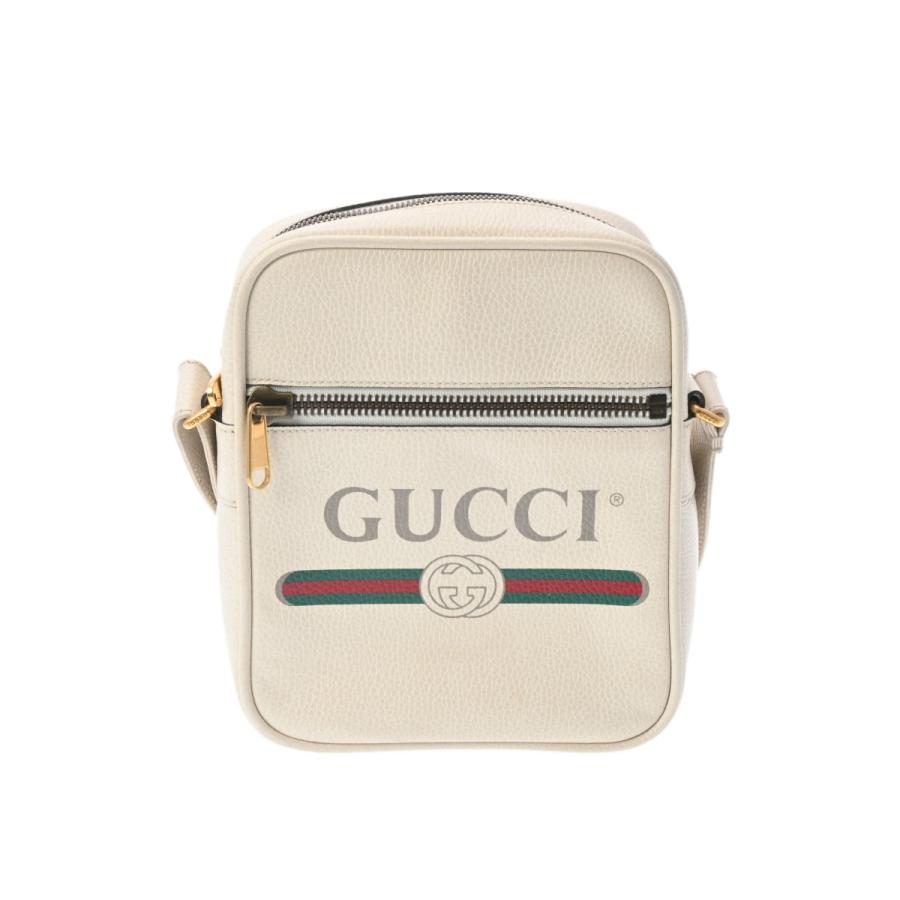GUCCI グッチ ロゴプリント メッセンジャー ホワイト 523591 メンズ  