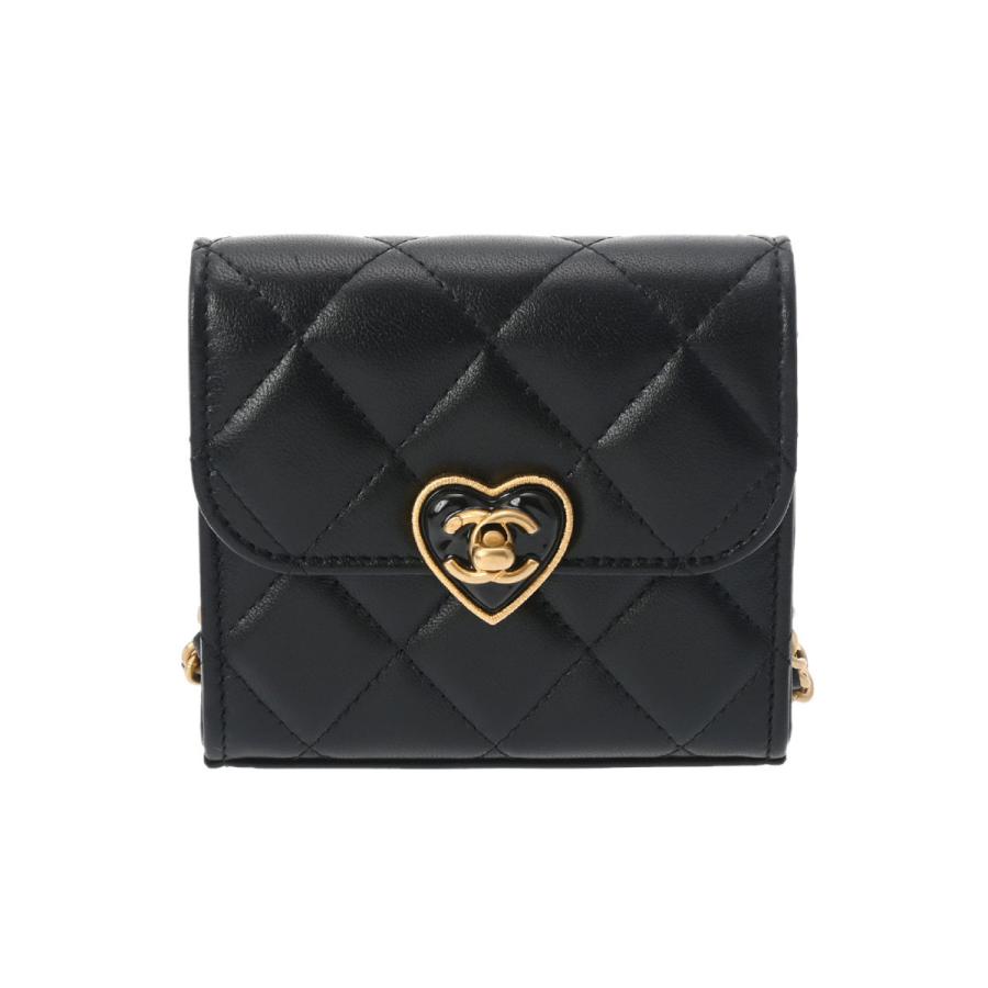 CHANEL シャネル マトラッセ ミニチェーンショルダー ハート 黒 