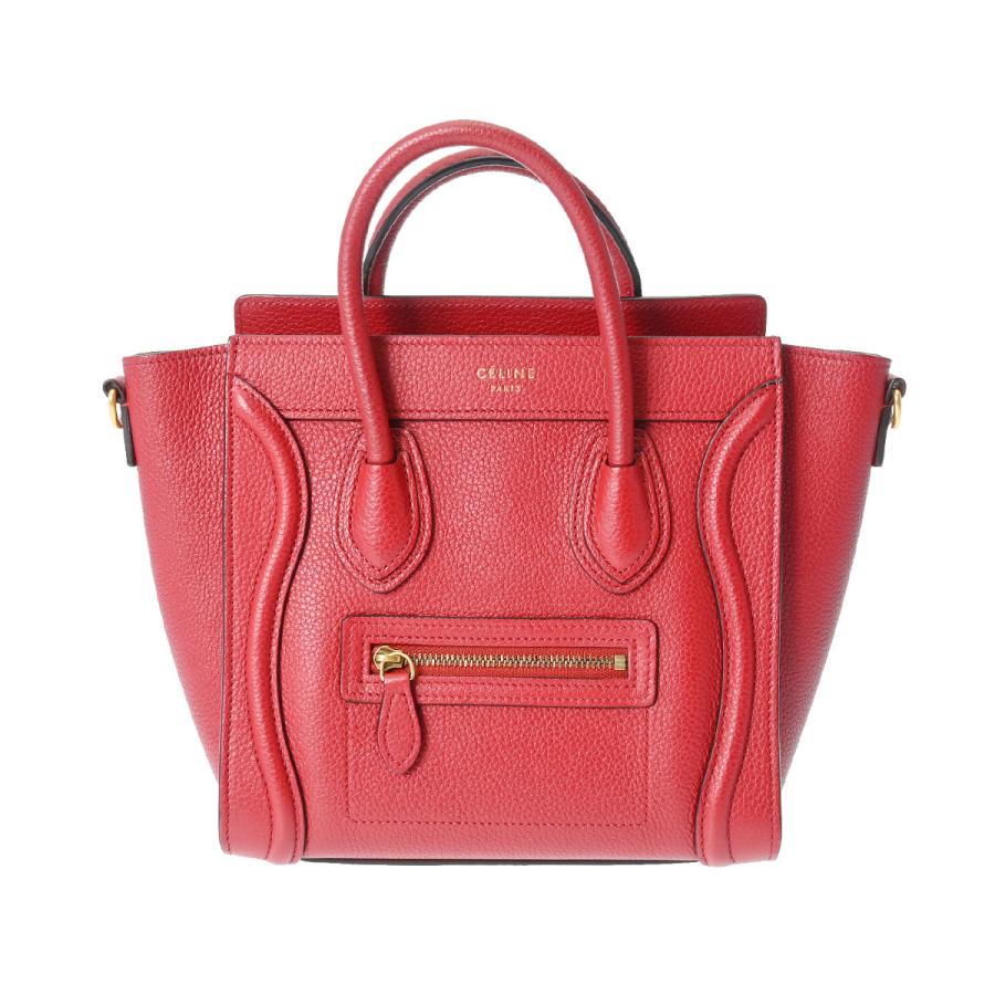 CELINE セリーヌ ラゲージ ナノショッパー 赤 レディース ドラムド 