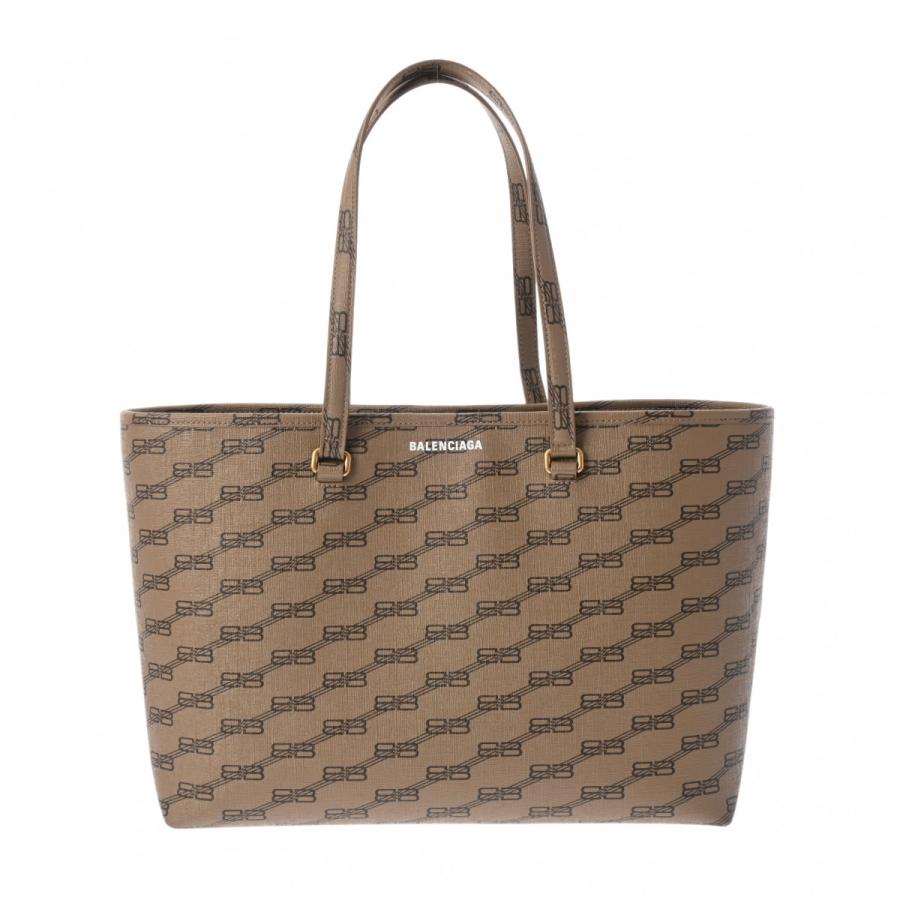 BALENCIAGA バレンシアガ シグネチャー PVC ハンドバッグ ブラウン