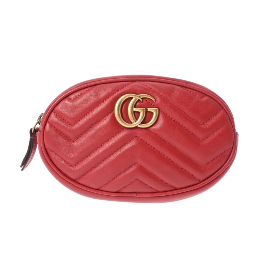 グッチ GGマーモント･ウエストバッグ  476434【Aランク】【中古】 GUCCI（グッチ） GGマーモント ベルトバッグ レッド 476434 レディース