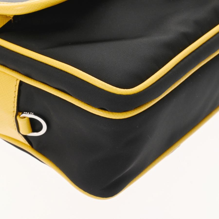 PRADA プラダ ショルダーバッグ ブラック/グレー/イエロー 2VH074 メンズ ナイロン レザー ショルダーバッグ Aランク 中古 銀蔵の画像