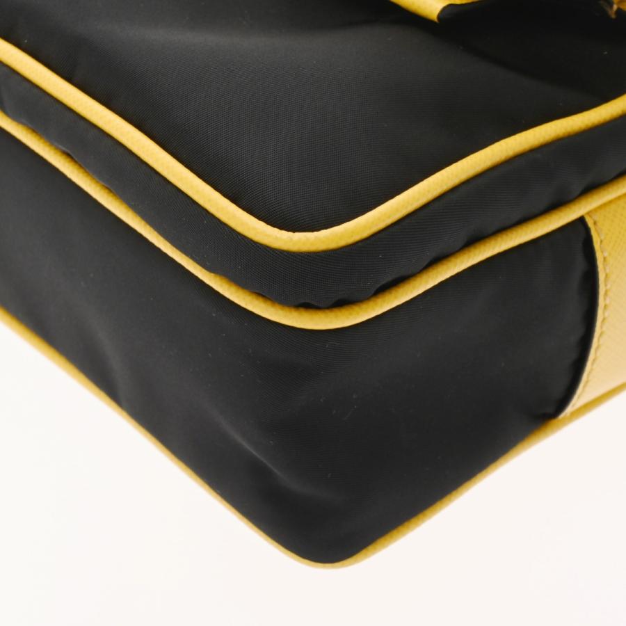 PRADA プラダ ショルダーバッグ ブラック/グレー/イエロー 2VH074 メンズ ナイロン レザー ショルダーバッグ Aランク 中古 銀蔵の画像