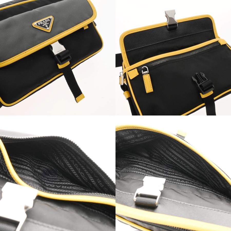 PRADA プラダ ショルダーバッグ ブラック/グレー/イエロー 2VH074 メンズ ナイロン レザー ショルダーバッグ Aランク 中古 銀蔵の画像