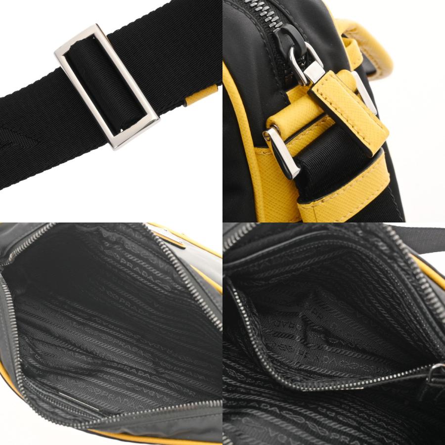 PRADA プラダ ショルダーバッグ ブラック/グレー/イエロー 2VH074 メンズ ナイロン レザー ショルダーバッグ Aランク 中古 銀蔵の画像