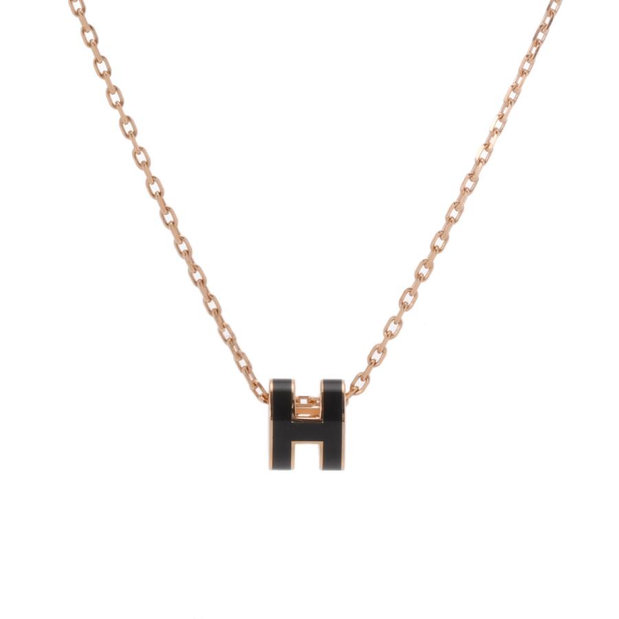 HERMES（エルメス） ミニポップアッシュH ネックレス ブラック ピンク 
