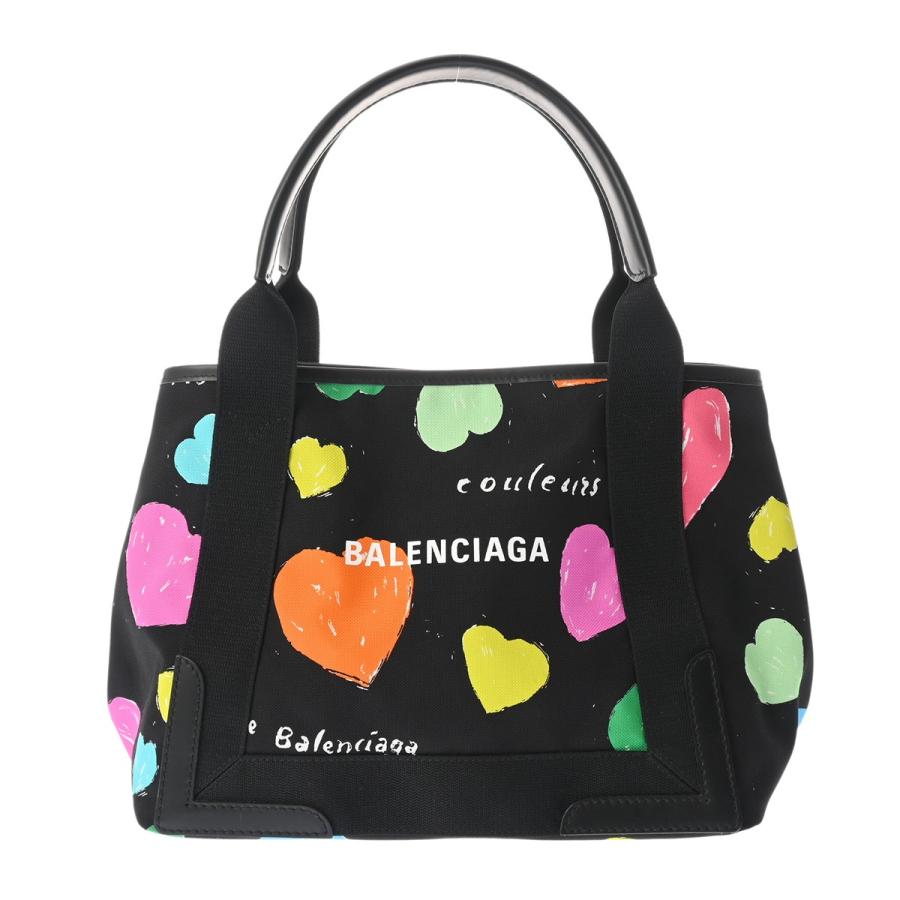 BALENCIAGA（バレンシアガ） ネイビーカバス S ハート柄 ブラック