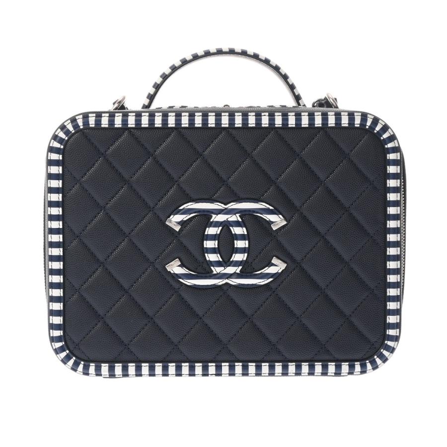※専用※ 超美品 バニティ ネイビー ＣＣフィリグリー キャビアスキン CHANEL（シャネル） 【超美品】シャネル CCフィリグリー スモール