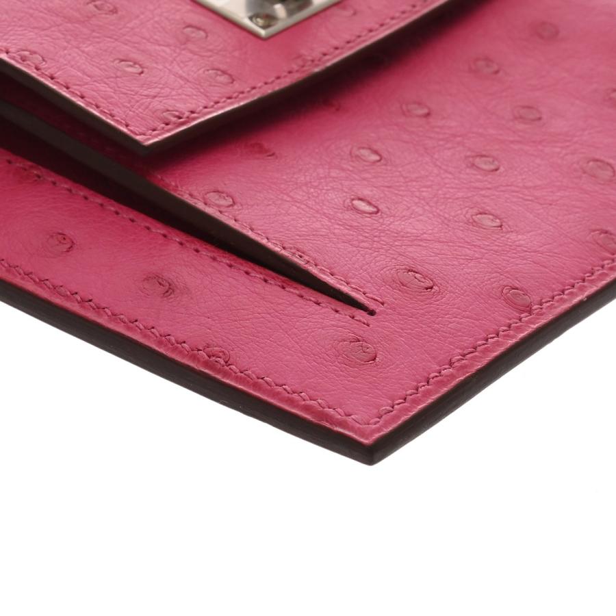 HERMES エルメス ケリーポケットコンパクト 財布 ローズディリアン Z刻印(2021年頃) レディース オーストリッチ コインケース 新同 中古 銀蔵の画像