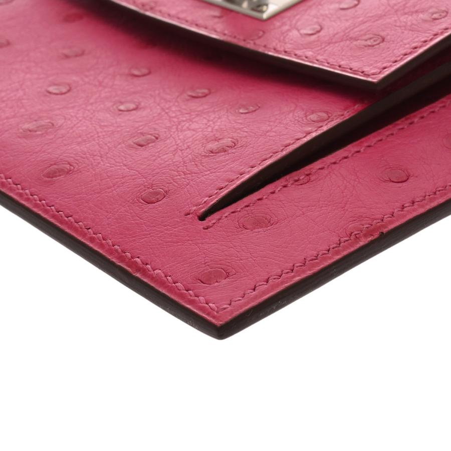 HERMES エルメス ケリーポケットコンパクト 財布 ローズディリアン Z刻印(2021年頃) レディース オーストリッチ コインケース 新同 中古 銀蔵の画像