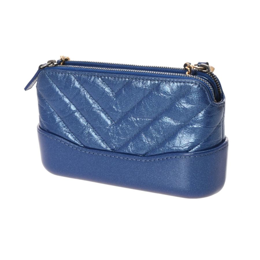 CHANEL シャネル ガブリエル ドゥシャネル  メタリックブルー A94505 レディース レザー ショルダーバッグ ABランク 中古 銀蔵の画像