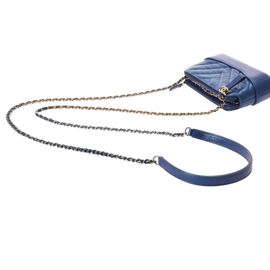 CHANEL シャネル ガブリエル ドゥシャネル  メタリックブルー A94505 レディース レザー ショルダーバッグ ABランク 中古 銀蔵の画像