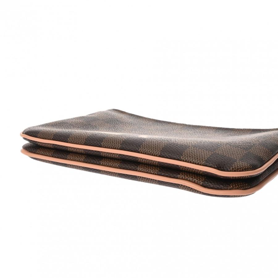銀蔵 中古 ルイヴィトン ダミエ ポシェット ドゥーブルジップ N60254 ブラウン/ピンク ダミエキャンバス ショルダーバッグ ランクAの画像