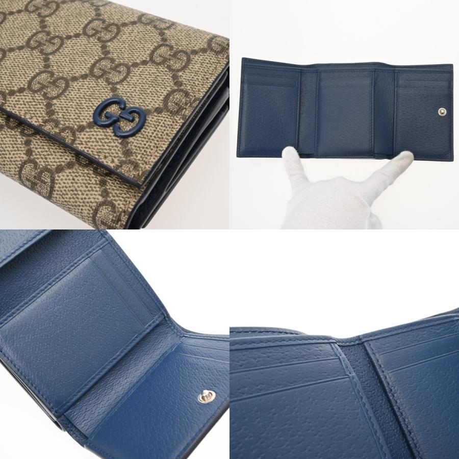 GUCCI（グッチ） 三つ折りウォレット ベージュ/ダークブルー系 769225 