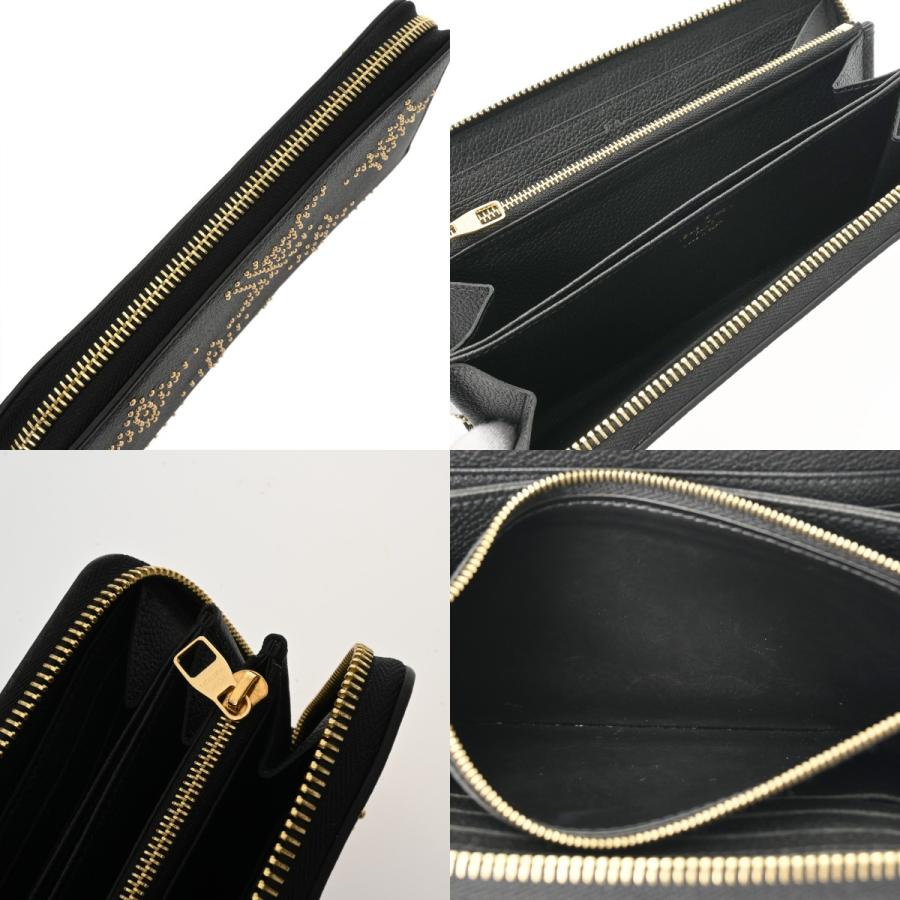 LOUIS VUITTON ルイヴィトン モノグラムアンプラント ジッピーウォレット スタッズ ノワール M82649 ユニセックス レザー 長財布 Aランク 中古 銀蔵の画像