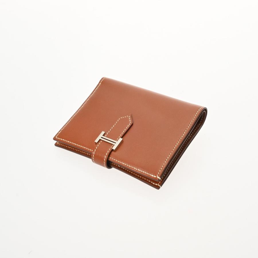 HERMES エルメス ベアンコンパクト フォープ □L刻印(2008年頃) ユニセックス ヴォーバレニア 二つ折り財布 Aランク 中古 銀蔵の画像