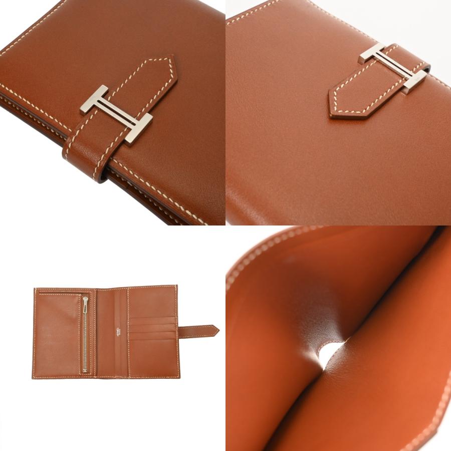 HERMES エルメス ベアンコンパクト フォープ □L刻印(2008年頃) ユニセックス ヴォーバレニア 二つ折り財布 Aランク 中古 銀蔵の画像