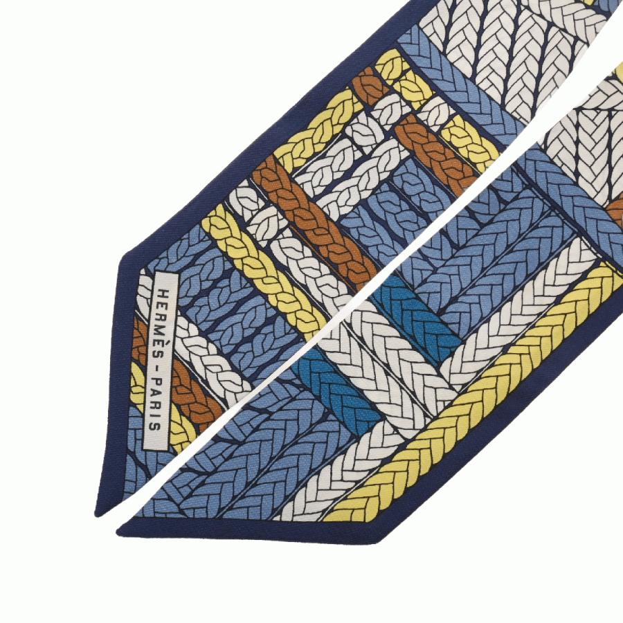 【未使用品】エルメス HERMES Tresses h ツイリー スカーフ HERMES（エルメス） ツイリー TRESSES H ブルー/マルチ レディース