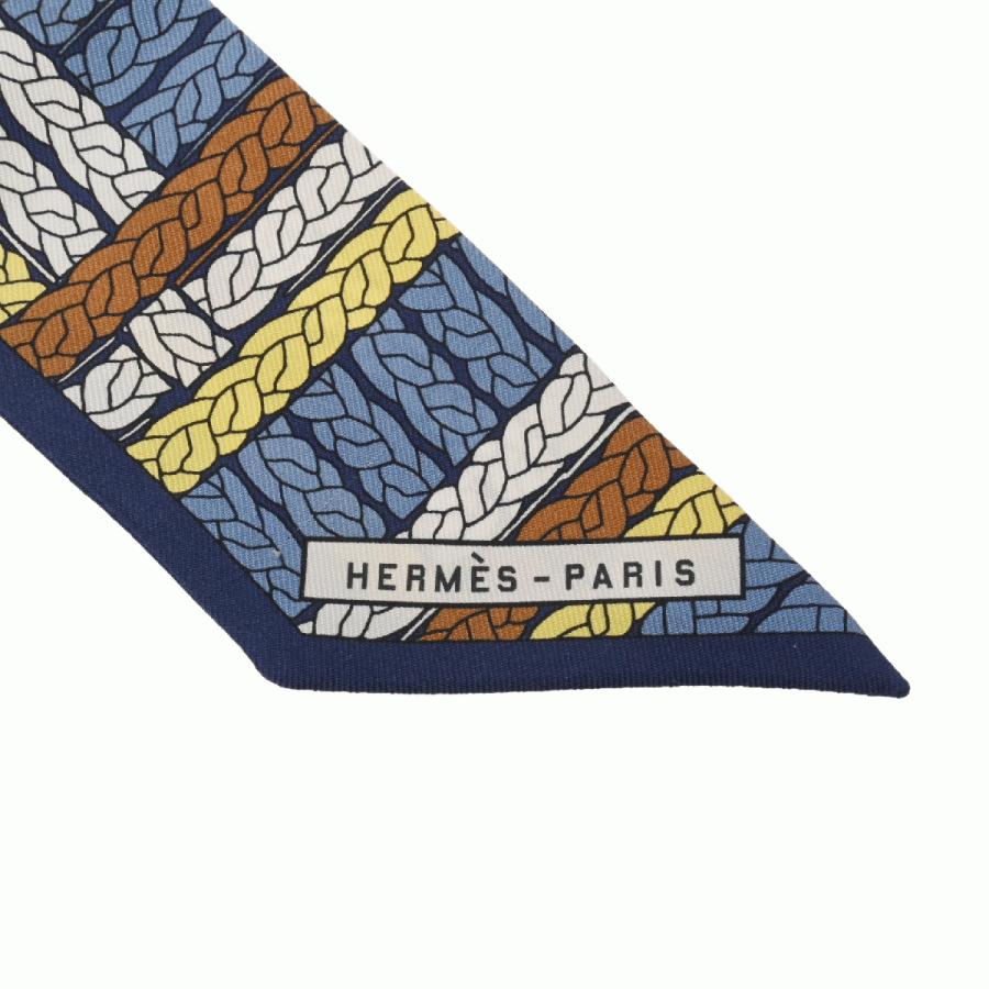 【未使用品】エルメス HERMES Tresses h ツイリー スカーフ HERMES（エルメス） ツイリー TRESSES H ブルー/マルチ レディース