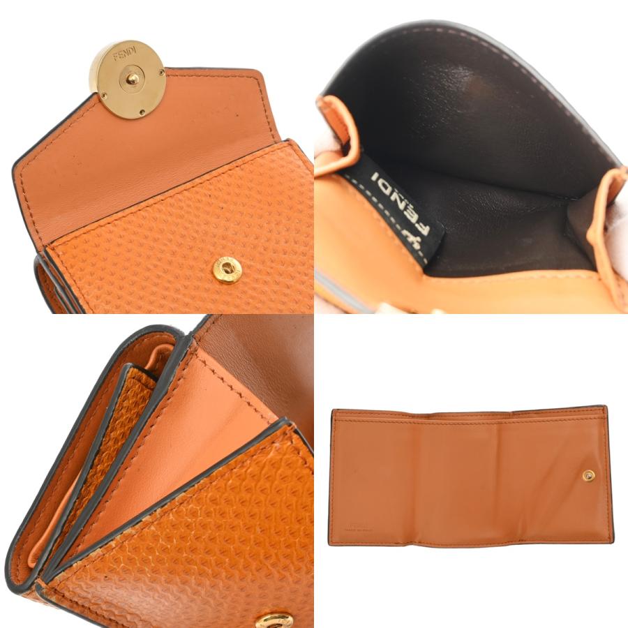 希少美品✨FENDI フェンディ 三つ折り財布 ロゴ 型押し オレンジ ミニ財布 FENDI（フェンディ） コンパクトウォレット オレンジ ユニセックス 型