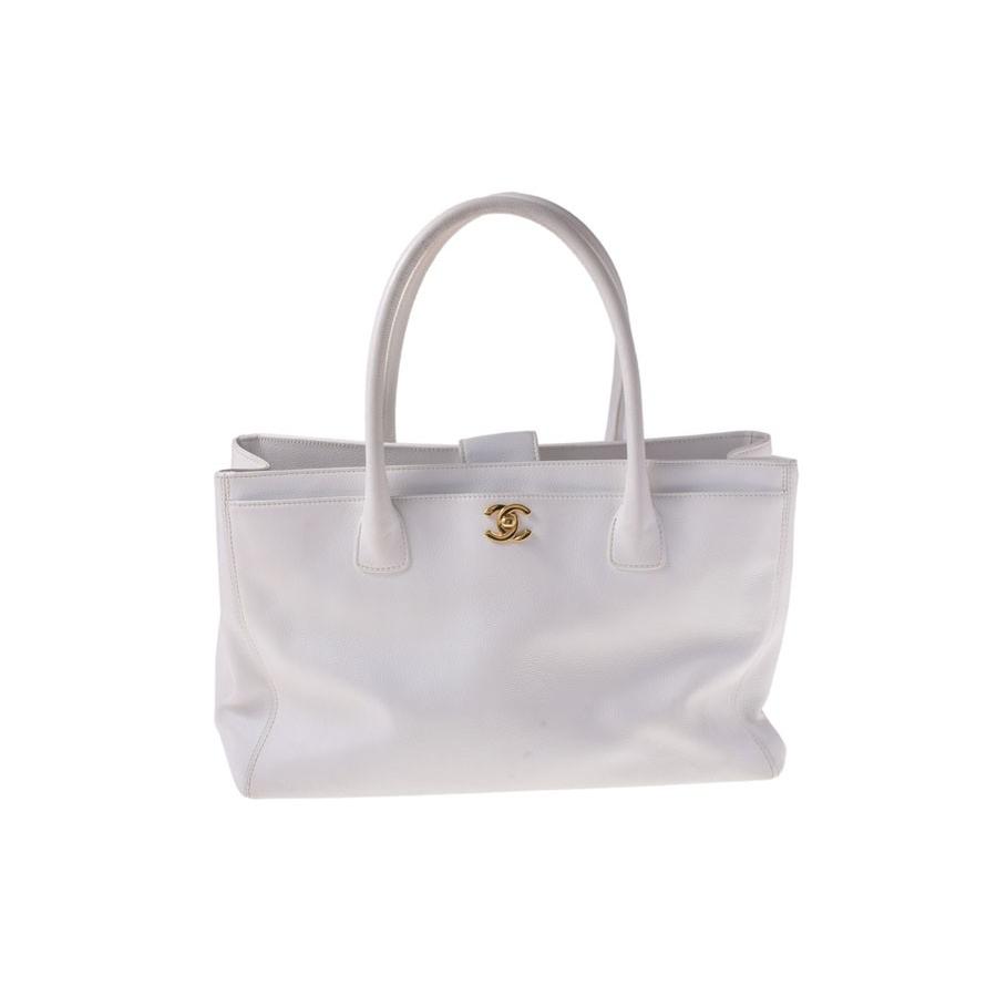 シャネル CHANEL エグゼクティブトート ソフトキャビアスキン 白 中古  