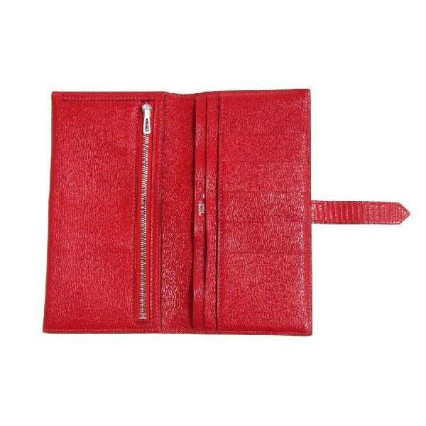 HERMES エルメス ベアン リザード ヴァーミリオンレッド G刻印 長財布 