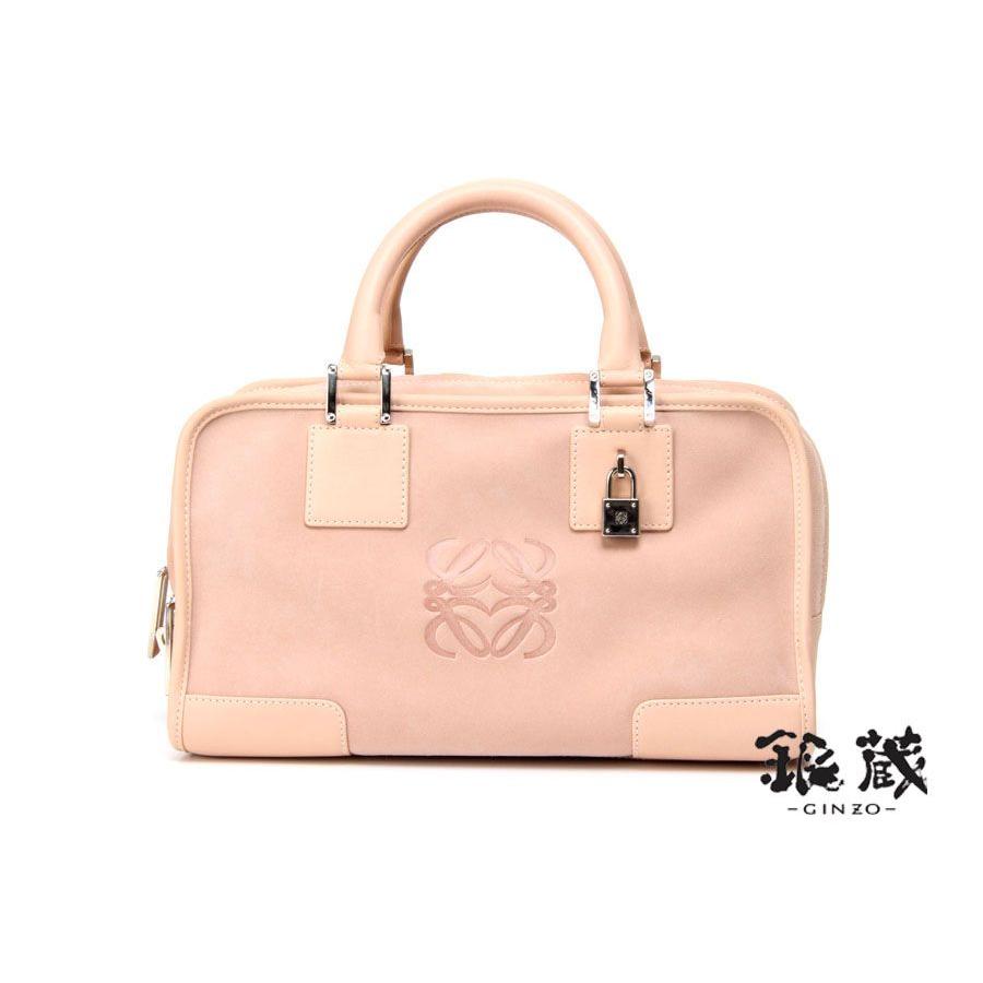 新同ロエベ・LOEWE ハンドバッグ アマソナ28 旧型 スエード ピンク 