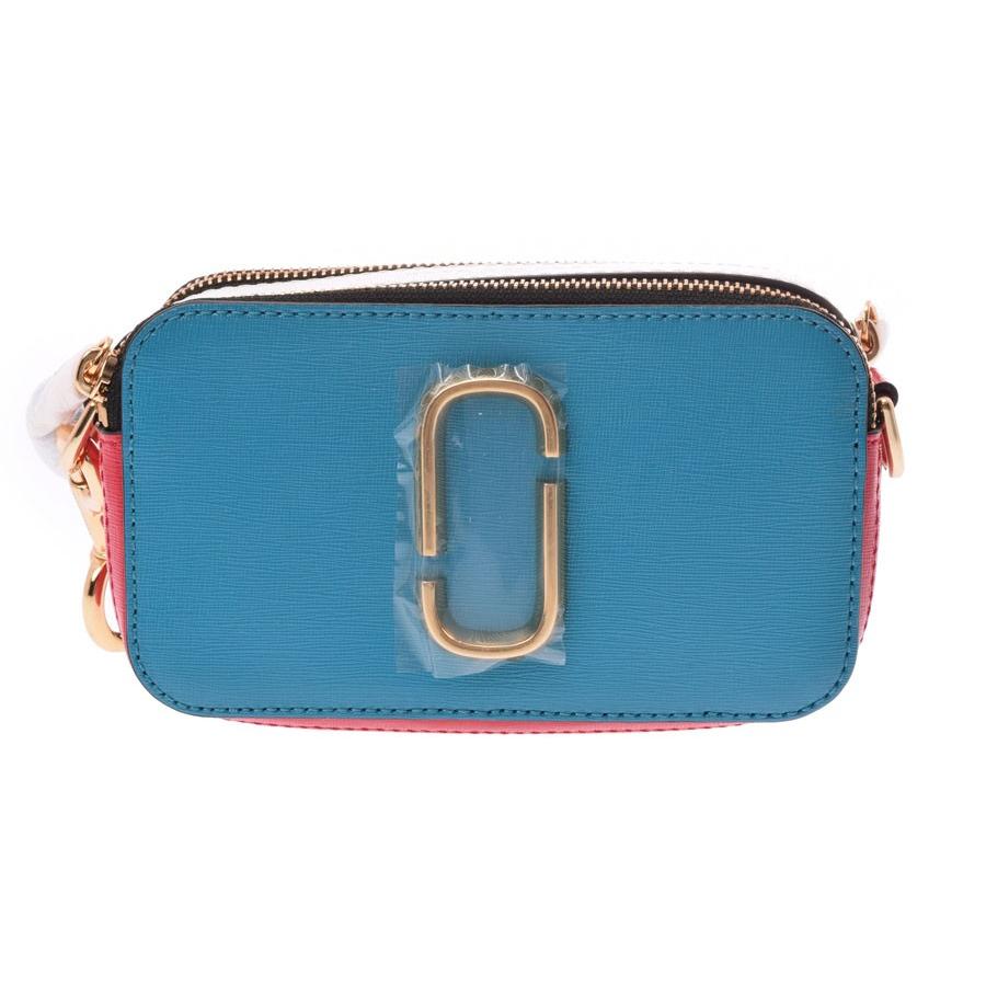 マークジェイコブス スナップショット ショルダーバッグ ターコイズ/赤  