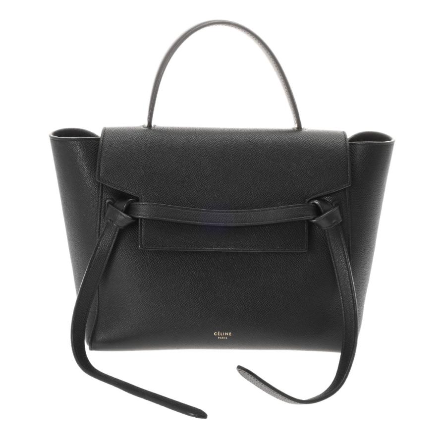 【配送可】［値下げ］【美品】セリーヌ ベルトバッグ マイクロ　ブラック CELINE（セリーヌ） マイクロ ベルトバッグ 2way ハンドバッグ レザー