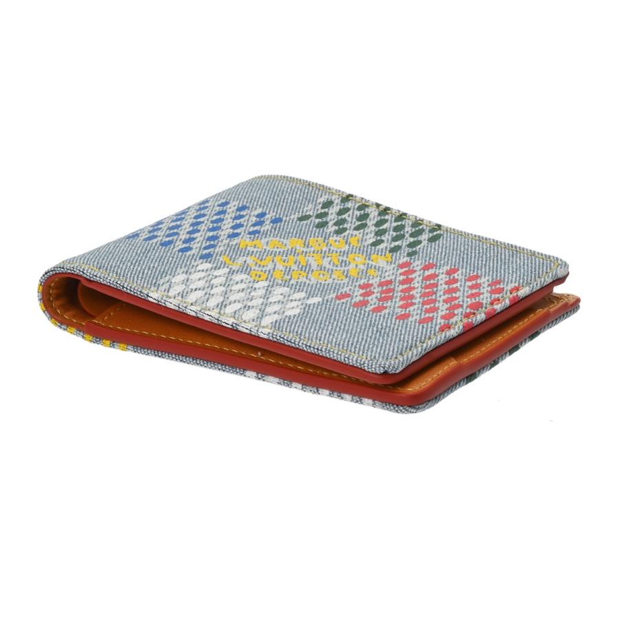 LOUIS VUITTON ルイヴィトン ダミエ ポルトフォイユ ミルティプル ブルー M00186 ユニセックス LVバーズダミエデニム 札入れ 新品 銀蔵の画像