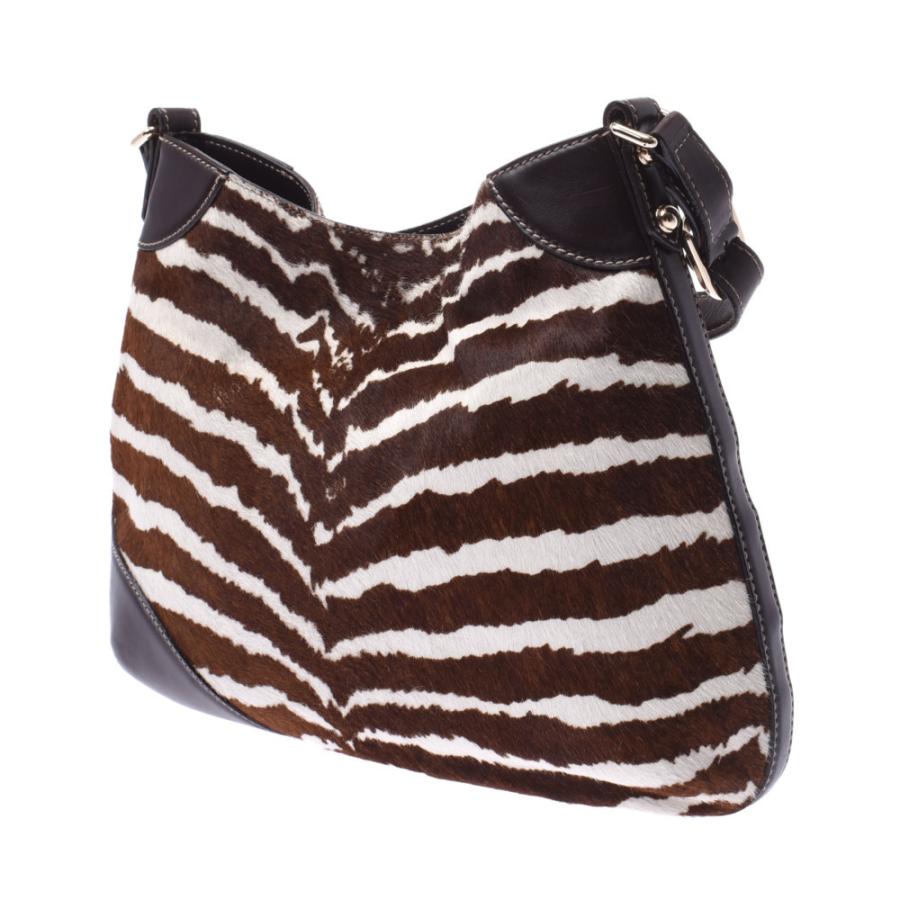 GUCCI グッチ 茶/白 シルバー金具 137388 レディース レザー ハラコ 