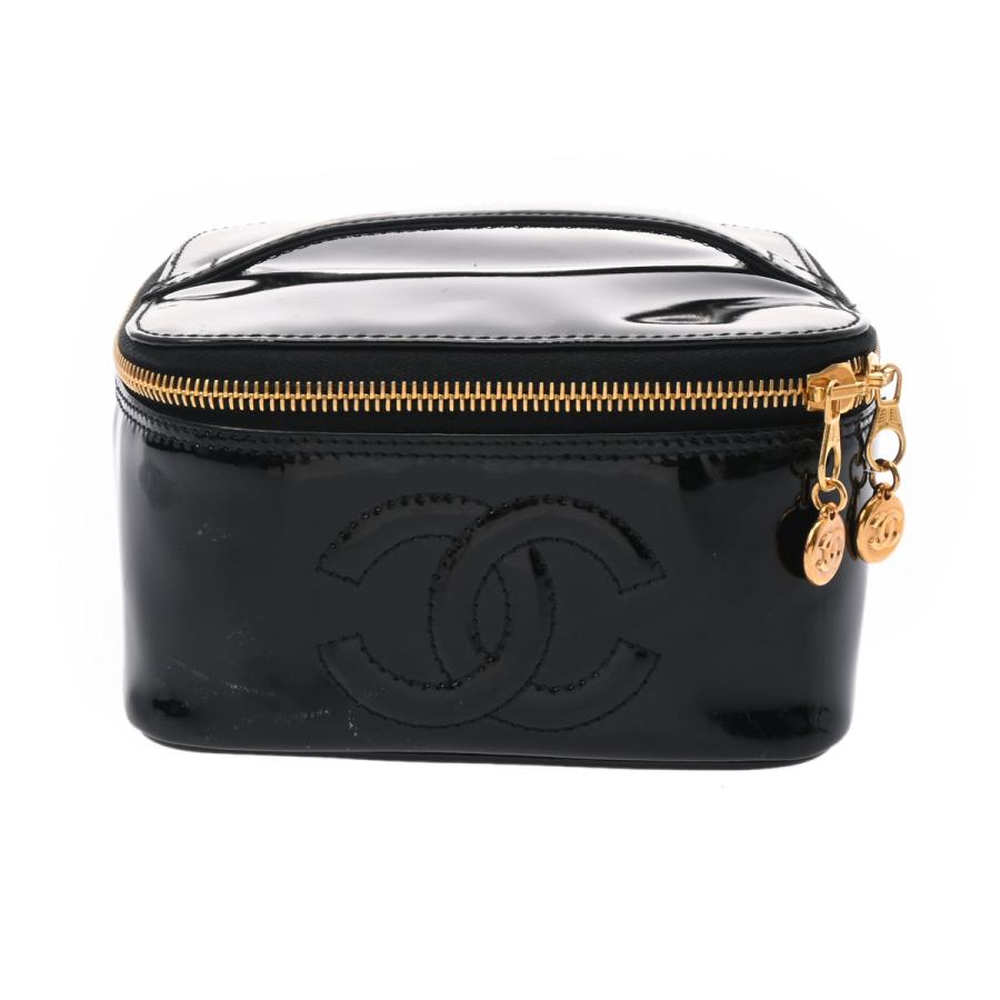 CHANEL シャネル 横型バニティバッグ 黒 ゴールド金具 A07058 